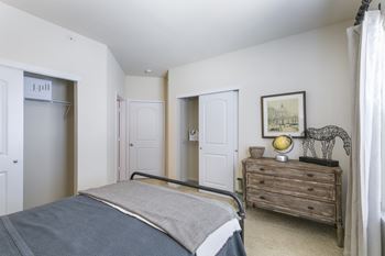 Expansive closets with open air shelving